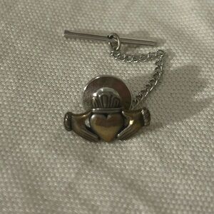 Retired James Avery  Sterling Silver Claddagh Heart Center Hands Cross Tie Pin
